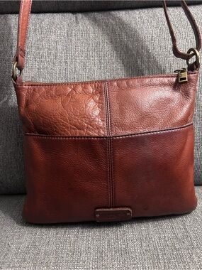 Margot Brown Leather Crossbody Bag with Zipper Closure & Adjustable Strap